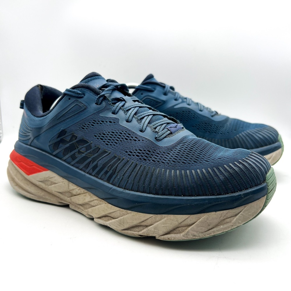 Hoka One One Bondi 7 Shoes Mens 11.5 Blue Running Sneakers Athletic 1110518 RTOS